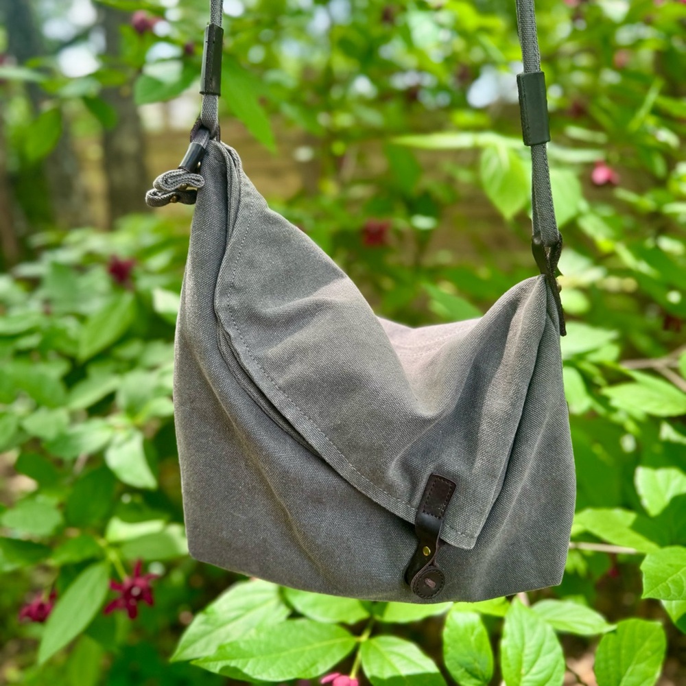 COOFIT Gray Canvas Asymmetrical Crossbody Bag